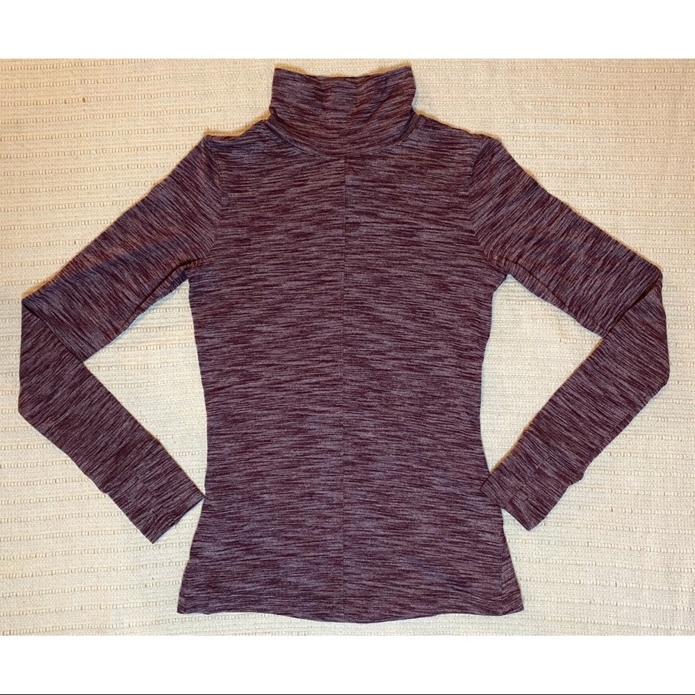 Women's Purple Space-Dye Turtleneck Long Sleeve Top